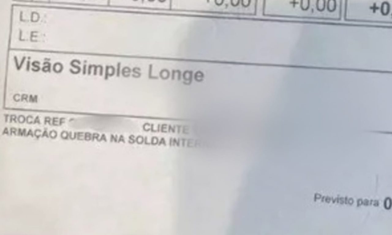 Ótica será processada após cliente ver o nome que deram para ele no recibo