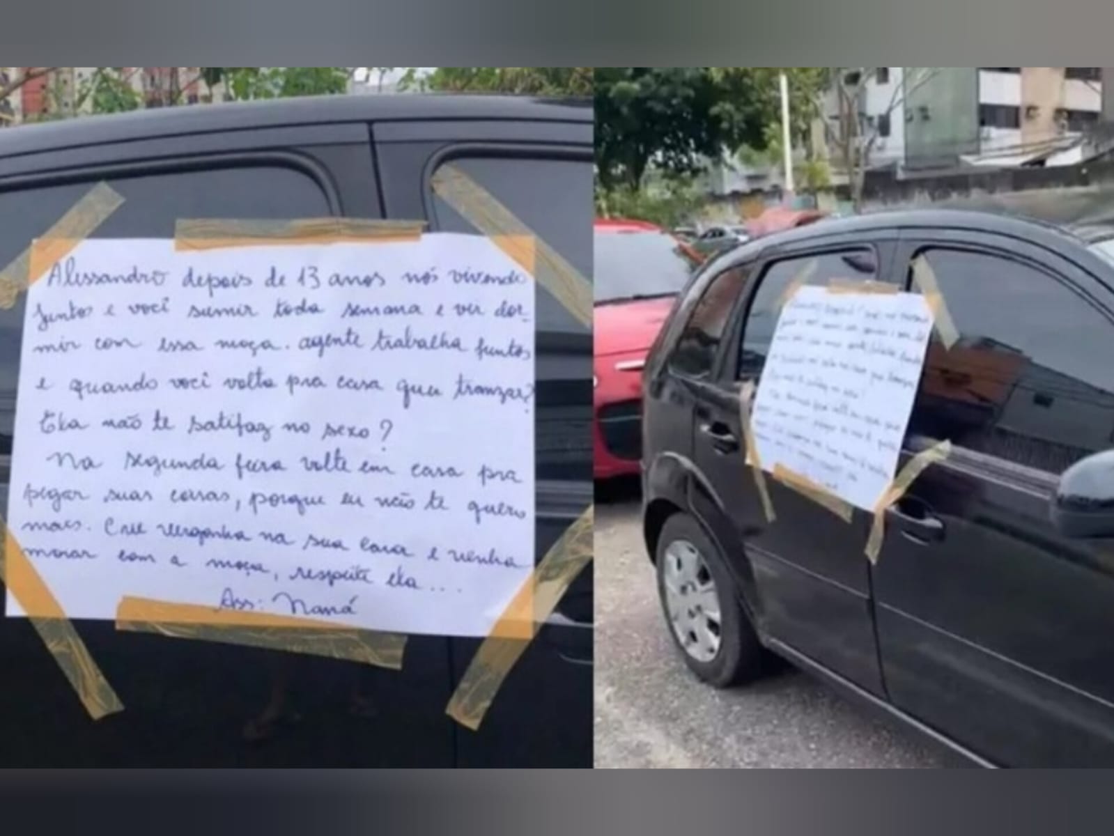 Mulher descobre o que o marido fazia e deixa bilhete no carro dele para toda a cidade saber da verdade