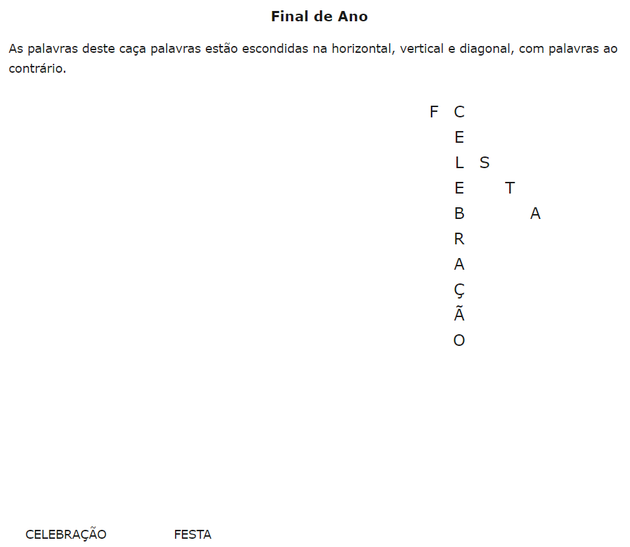 Desafio: em clima de fim de ano, encontre “FESTAS” e “CELEBRAÇÃO” neste caça-palavras em apenas 15 segundos