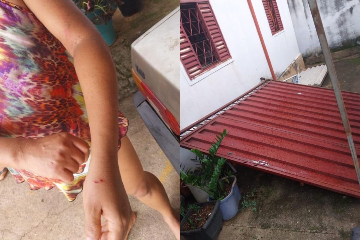 Homem arranca portão da casa da ex e tenta esfaqueá-la na frente dos filhos, em Anápolis