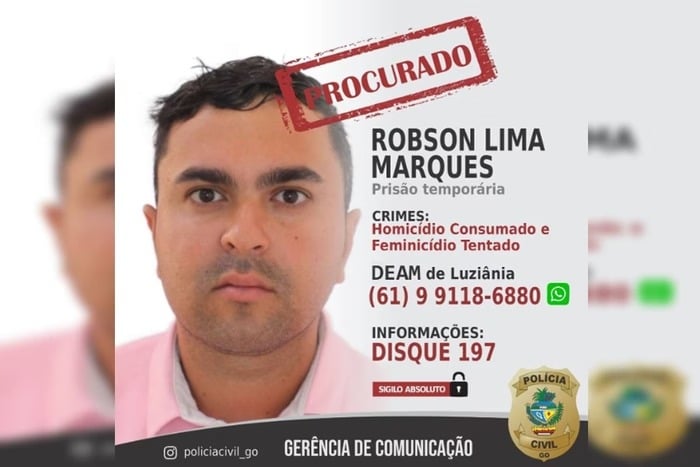 Polícia Civil pede apoio da população para encontrar suspeito de matar atual da ex, em Goiás