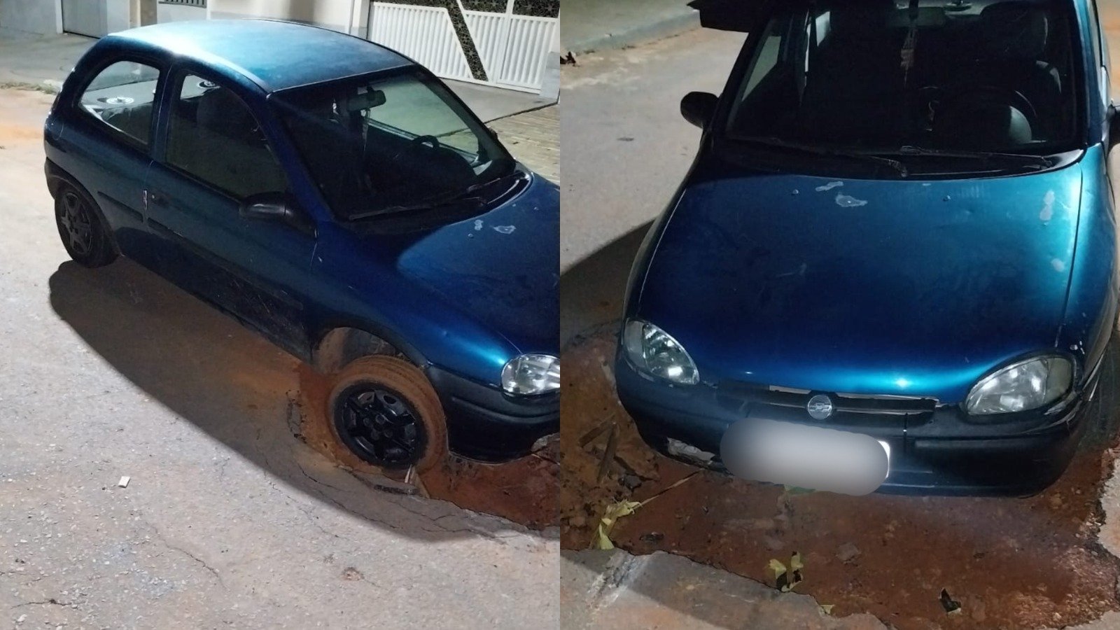 Motorista sofre acidente ao perder a direção do carro após passar por buraco na Vila Jaiara