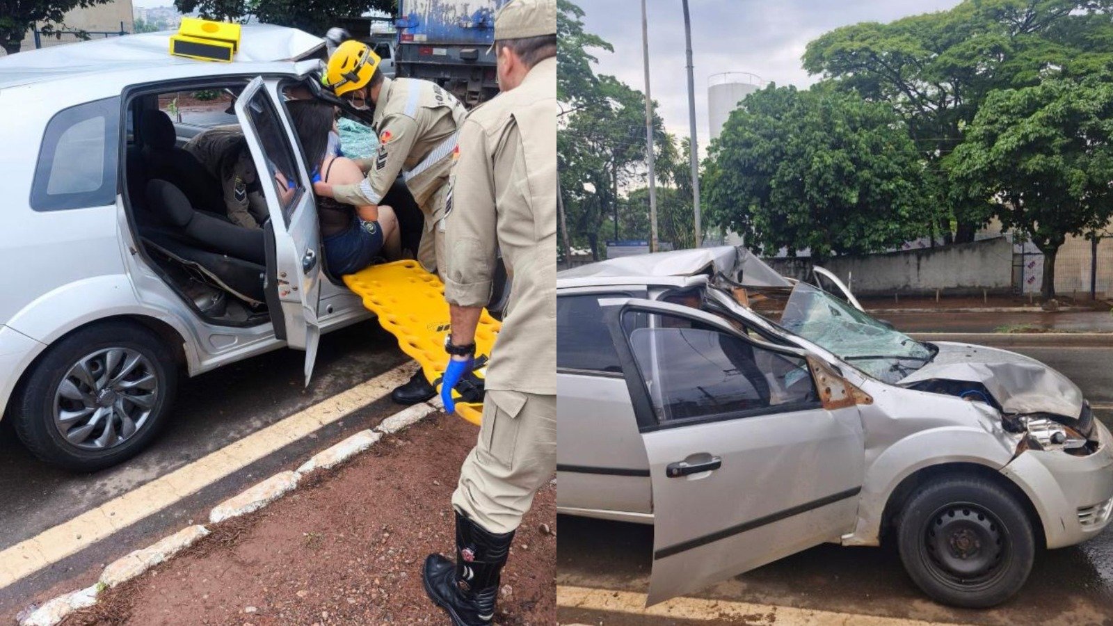 Veículo ficou bastante danificado  (Foto: Divulgação)