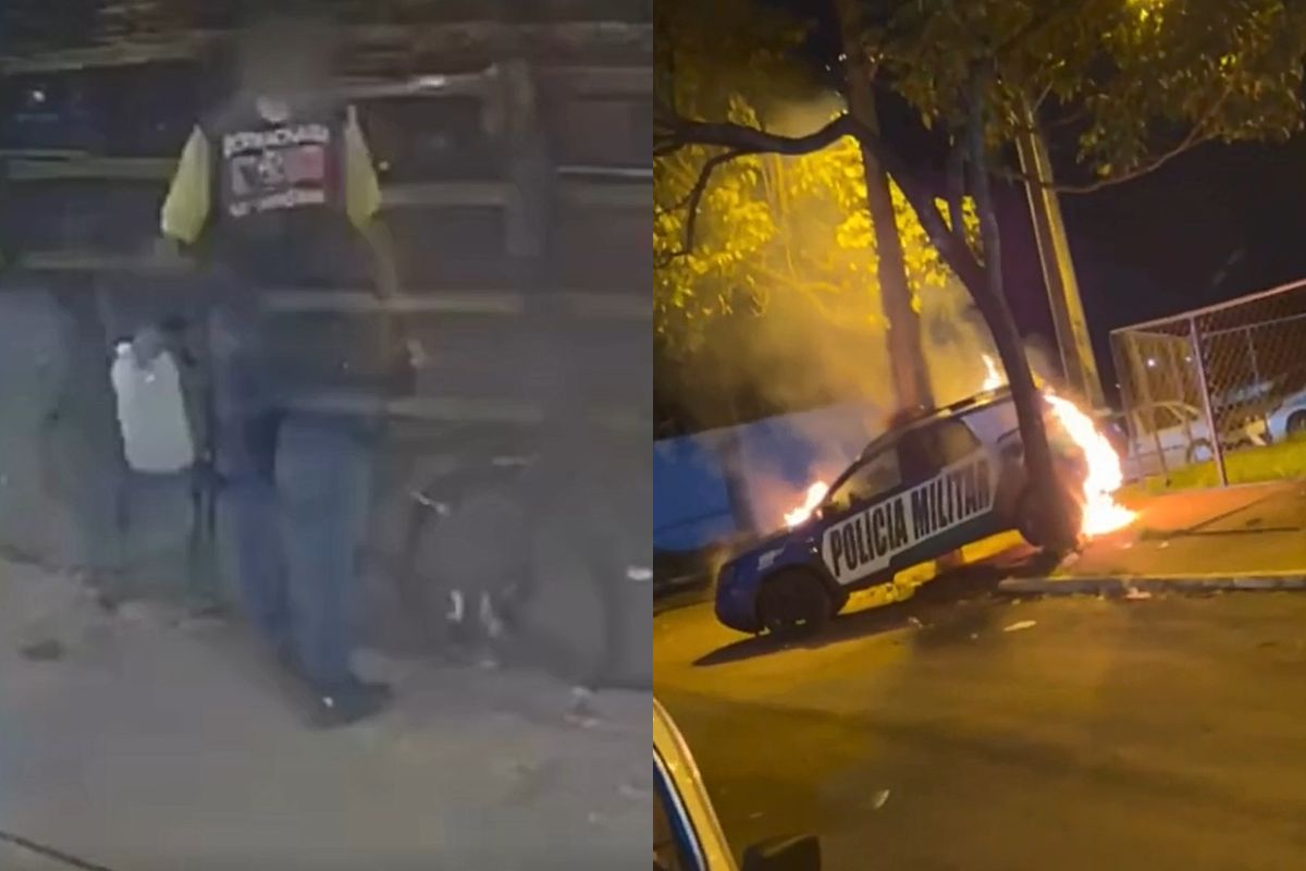 Homem é preso após incendiar viatura da PM em Goiânia