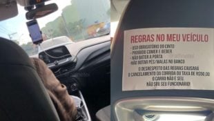 Placa colocada em carro de motorista de aplicativo chama a atenção de passageiros