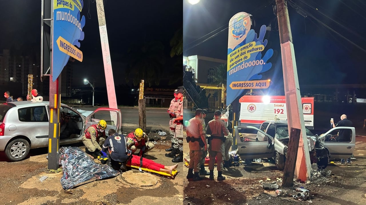 Mulher morre e outras duas pessoas ficam feridas após batida violenta em Caldas Novas