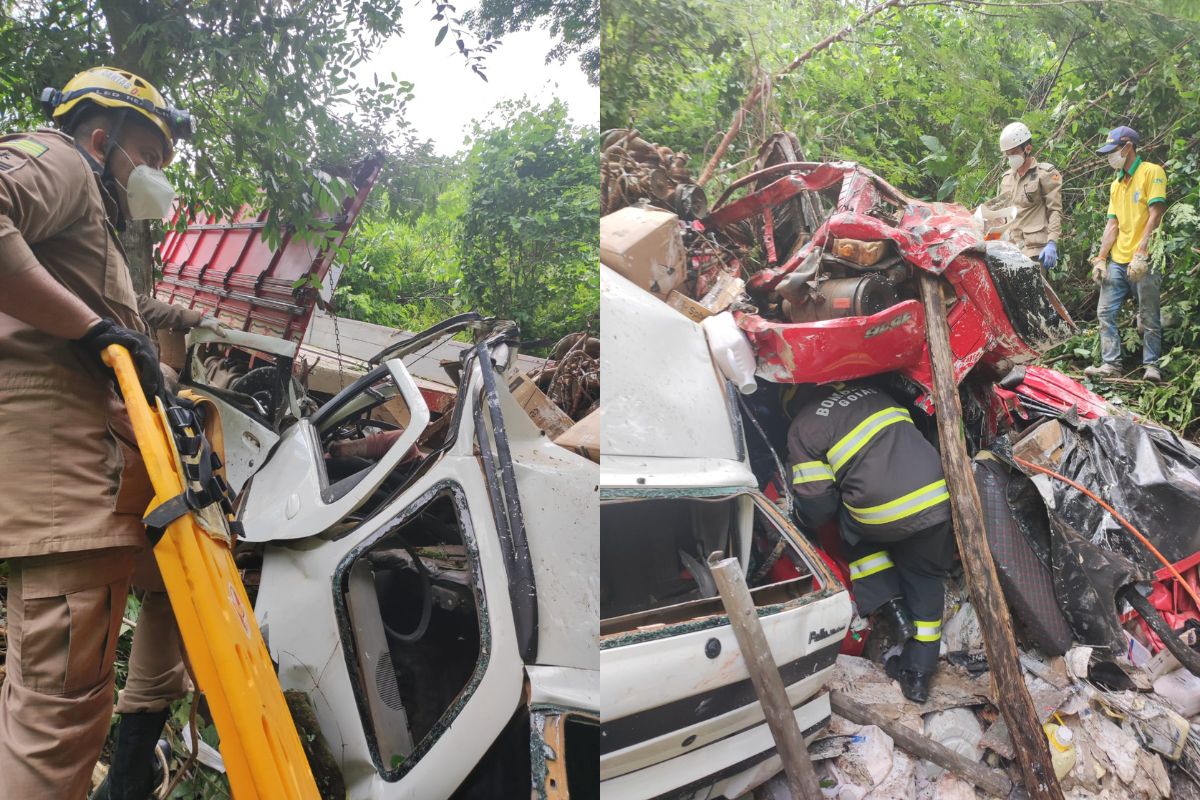 Colisão entre caminhão carregado com agrotóxico e carro de passeio mata dois em rodovia de Goiás