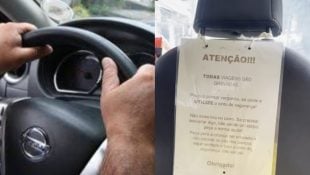 Placa em carro de motorista de aplicativo chama a atenção dos passageiros