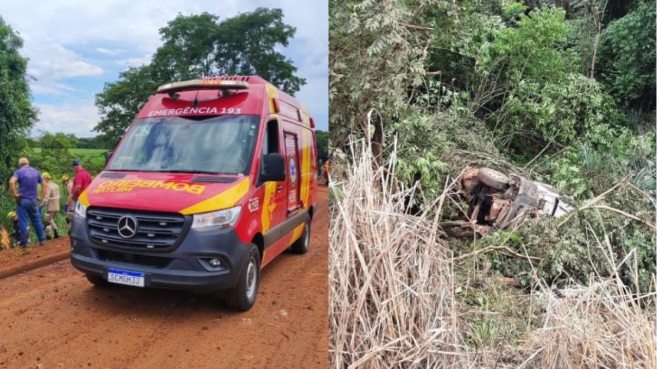 Motorista de caminhão morre após veículo cair de ribanceira