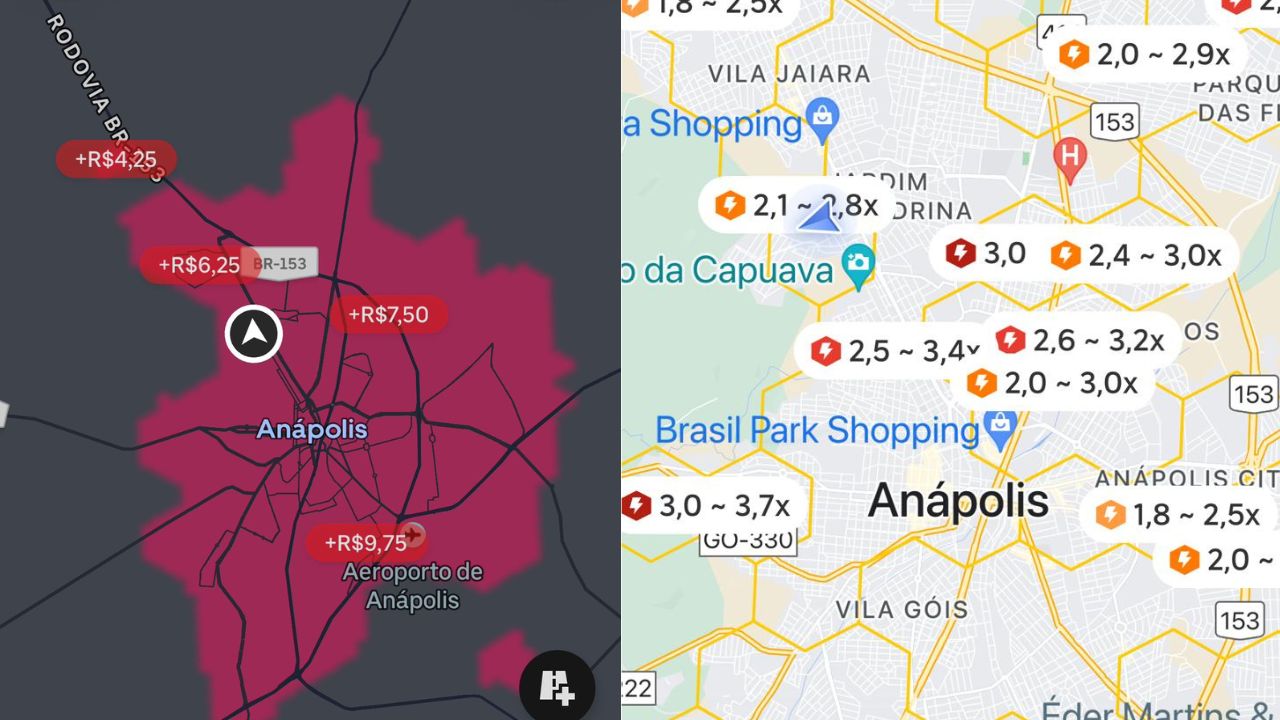 Na noite de Ano Novo, motorista divulga mapas nada agradáveis para quem depende de corrida de app, em Anápolis