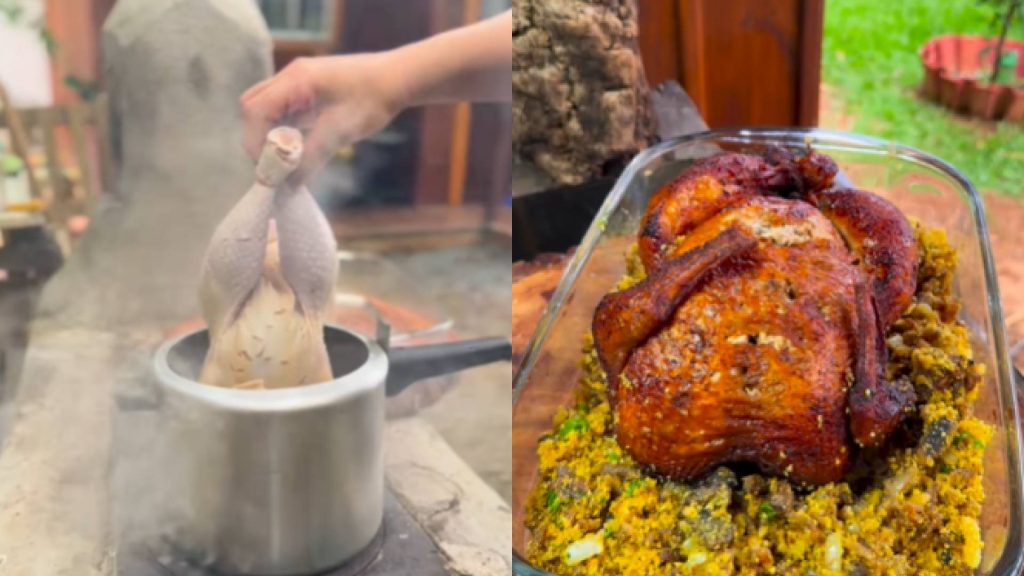 Frango assado na panela de pressão (fica melhor que os de padaria)