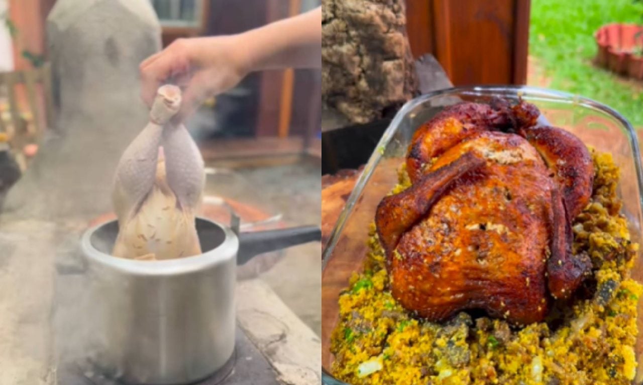 Frango assado na panela de pressão (fica melhor que os de padaria)