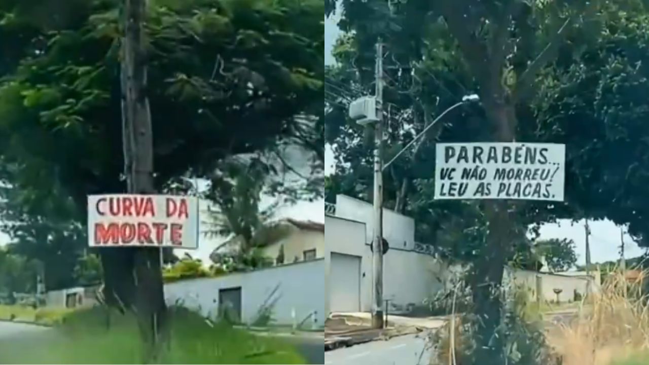 Placas em avenida de Goiânia chamam a atenção de motoristas (bem-humorados)