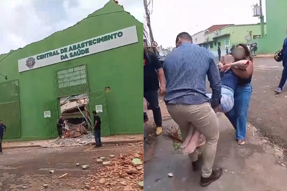 Desabamento de telhado em prédio da Prefeitura em Rio Verde deixa pessoas feridas