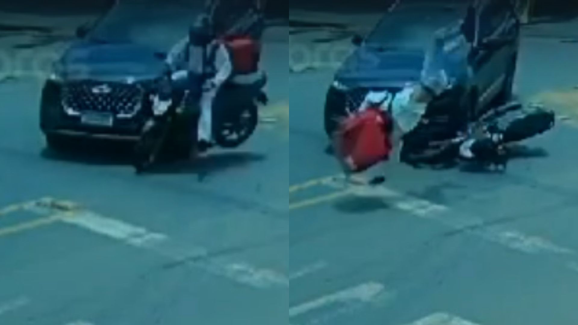 Vídeo mostra momento em que jovem motociclista é atingido em rotatória de Anápolis