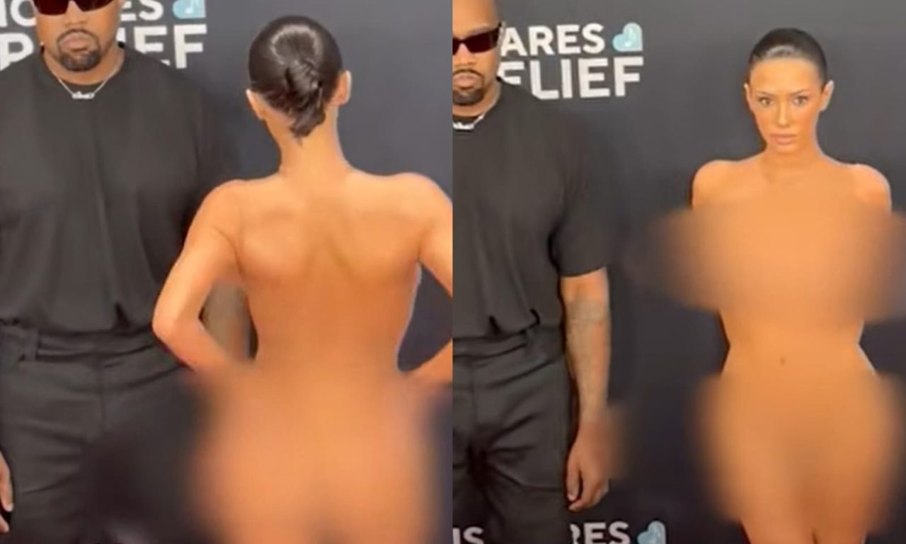 Bianca Censori compareceu ao Grammy completamente nua. (Foto: YouTube)