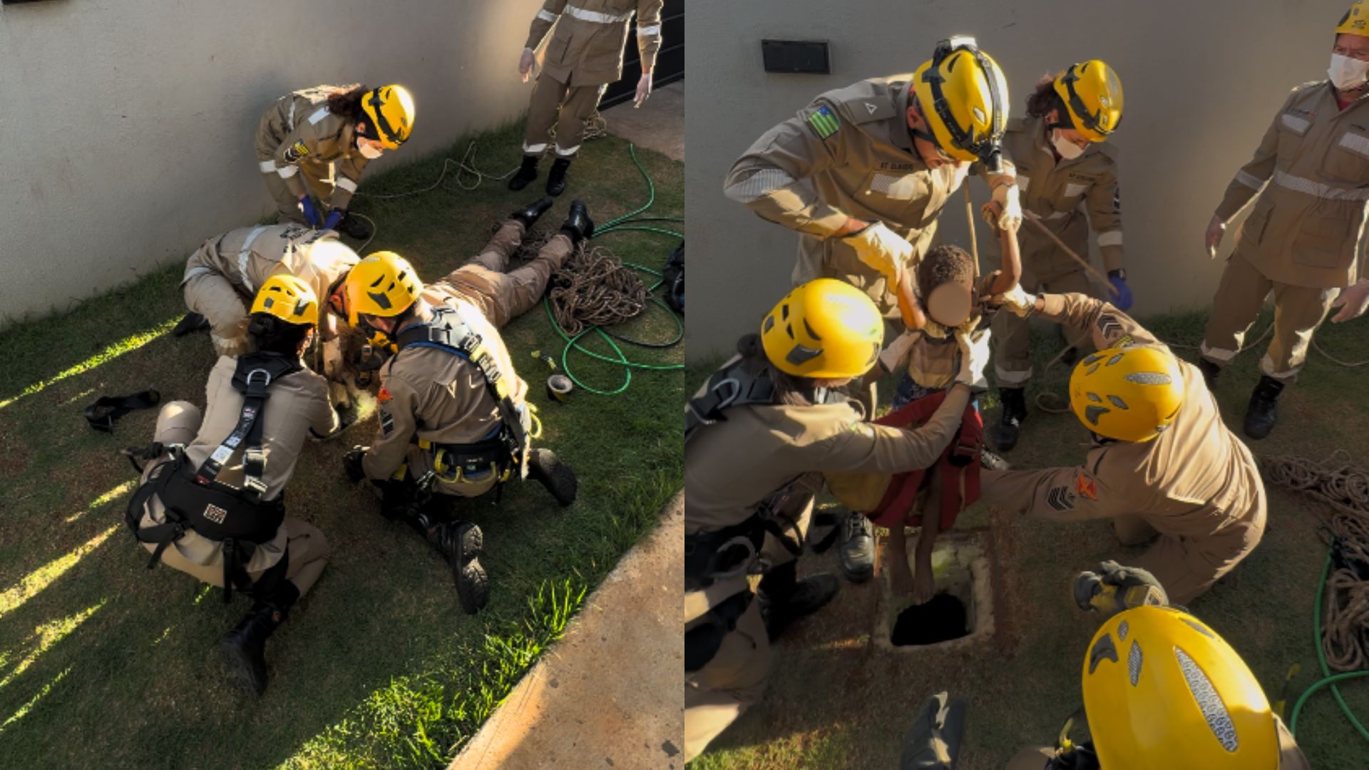 Bombeiros resgatam criança que caiu em buraco de mais de três metros no Bairro de Lourdes