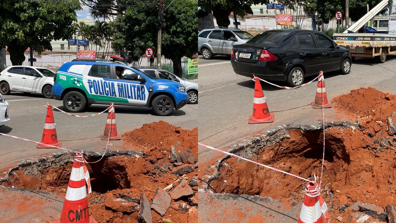 Nova cratera se abre bem próximo à saída do Terminal Urbano de Anápolis