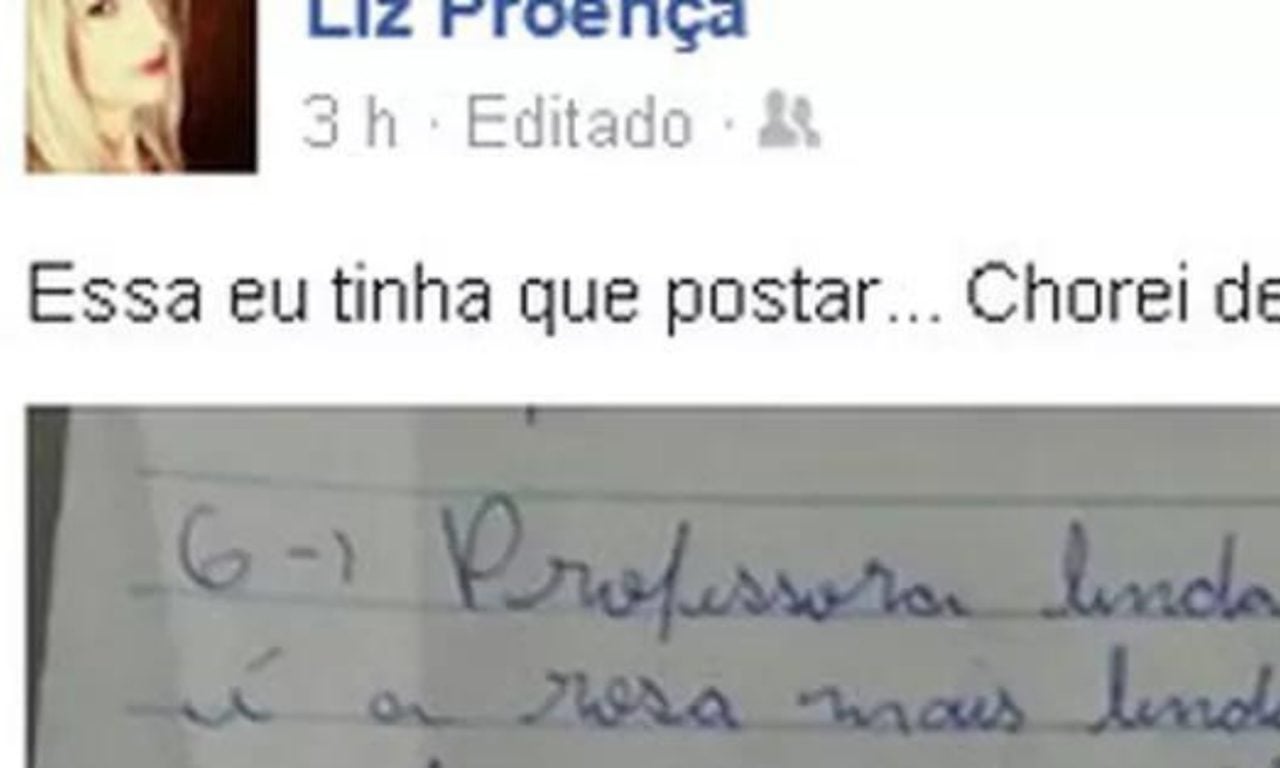 Para ganhar nota, aluno escreve bilhete e surpreende professora