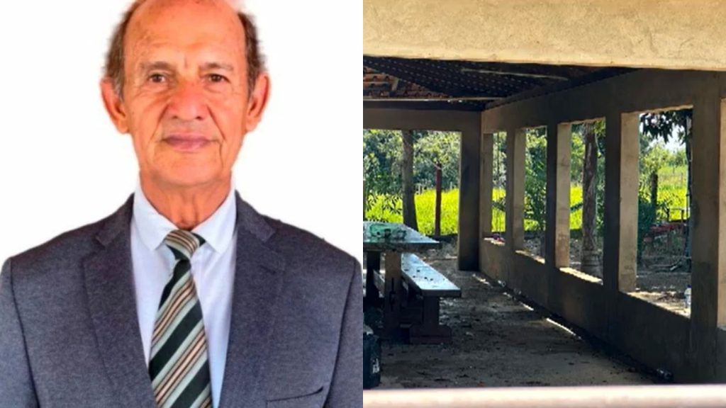 Adeon Paula de Oliveira e a fazenda onde foi encontrado.