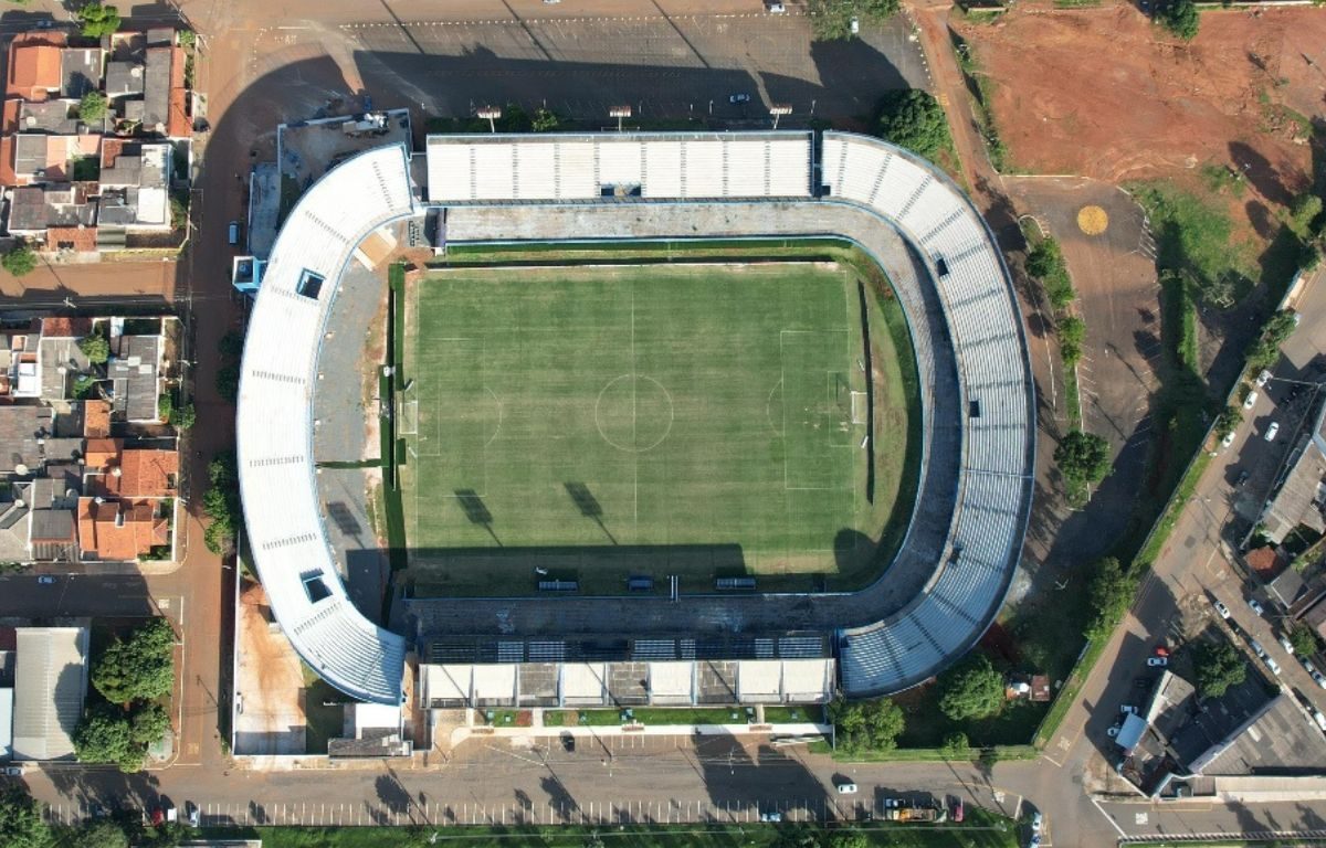 Vista aérea do Estádio Jonas Duarte, em Anápolis