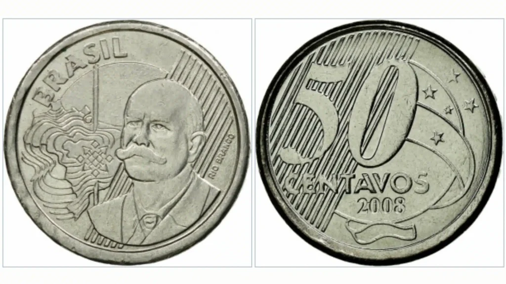 Com raro erro de cunhagem, moeda de 50 centavos pode valer até R$ 5 mil