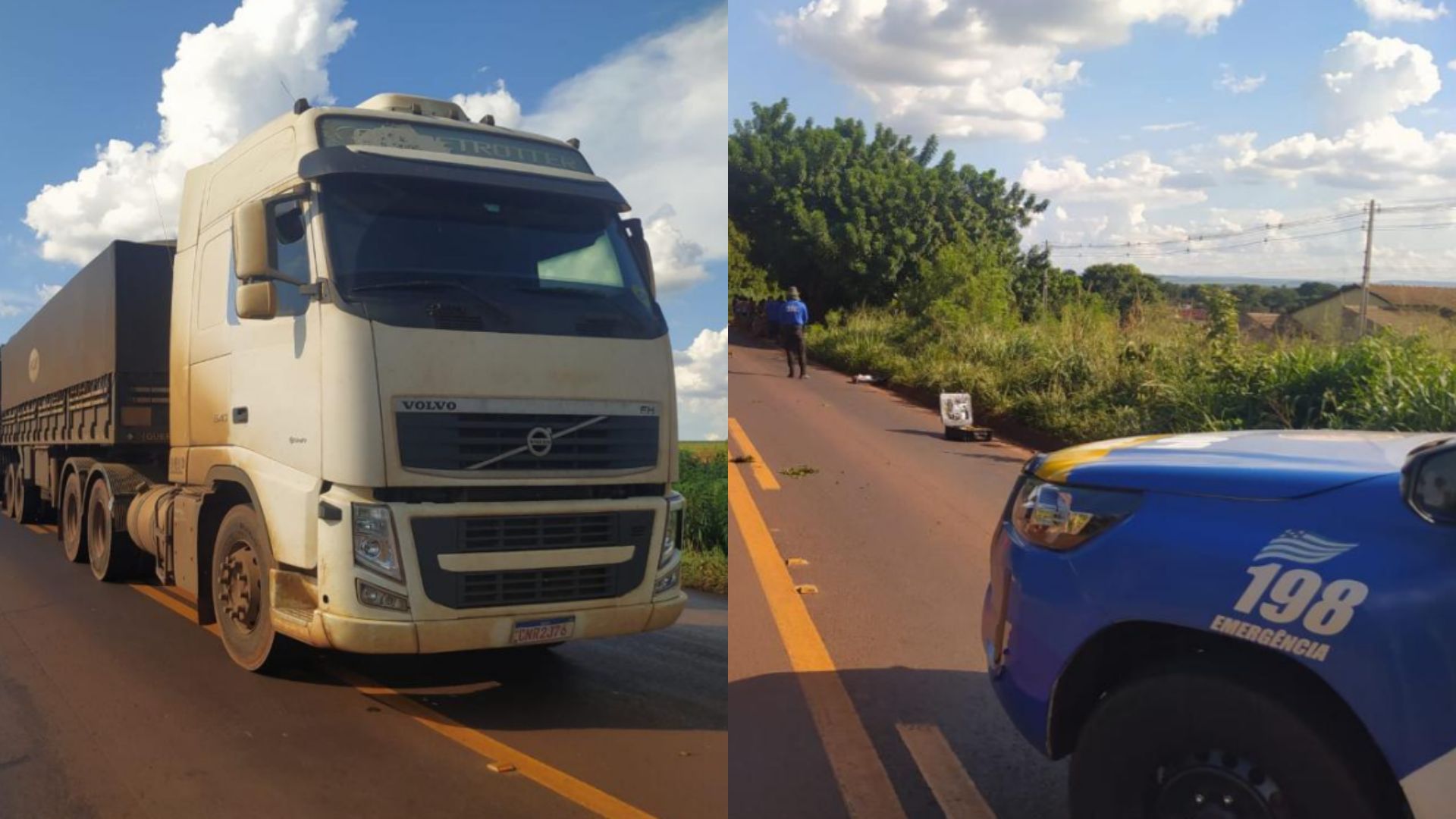 Jovem morre ao ser atropelado por caminhão enquanto atravessava rodovia em Santa Helena de Goiás