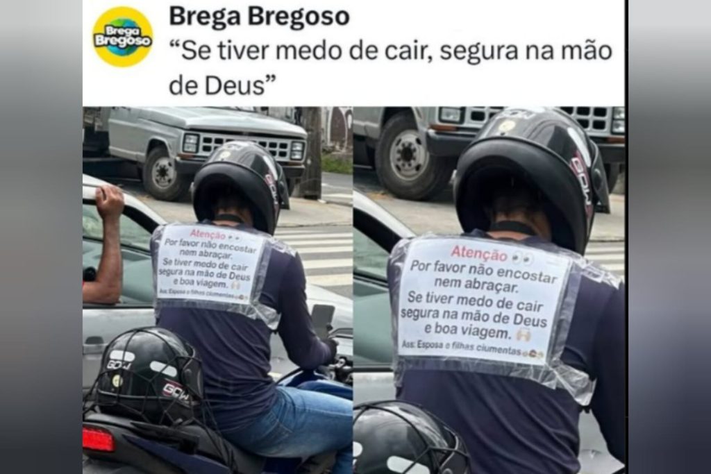 Placa em motorista de aplicativo chama atenção dos passageiros: “esposa e filhas ciumentas”