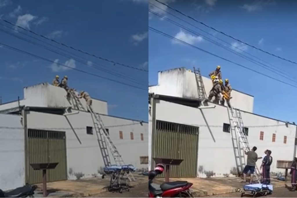 Homem é resgatado de telhado de igreja em Anápolis após sofrer descarga elétrica