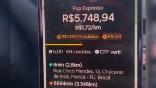 Motorista de aplicativo é surpreendido com viagem de mais de R$ 5 mil: “avião dava mais barato”
