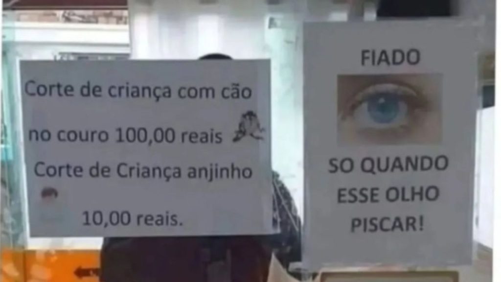 Placas criativas em barbearia chamam atenção dos clientes