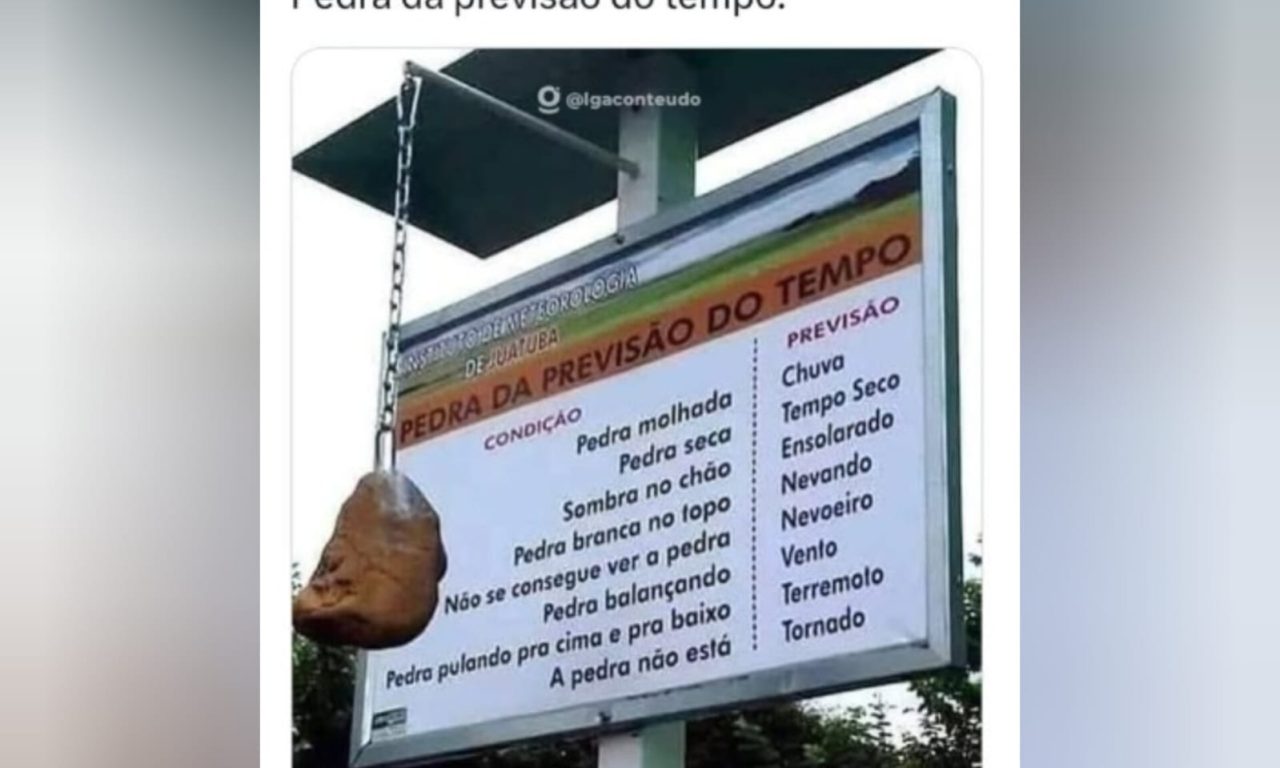 Placa com método inusitado para saber a previsão do tempo chama atenção em cidade