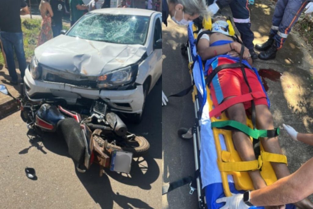 Dupla de menores em alta velocidade fura PARE e causa acidente em Anápolis; veja imagens