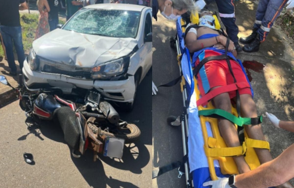 Dupla de menores em alta velocidade fura PARE e causa acidente em Anápolis; veja imagens