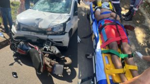 Dupla de menores em alta velocidade fura PARE e causa acidente em Anápolis; veja imagens