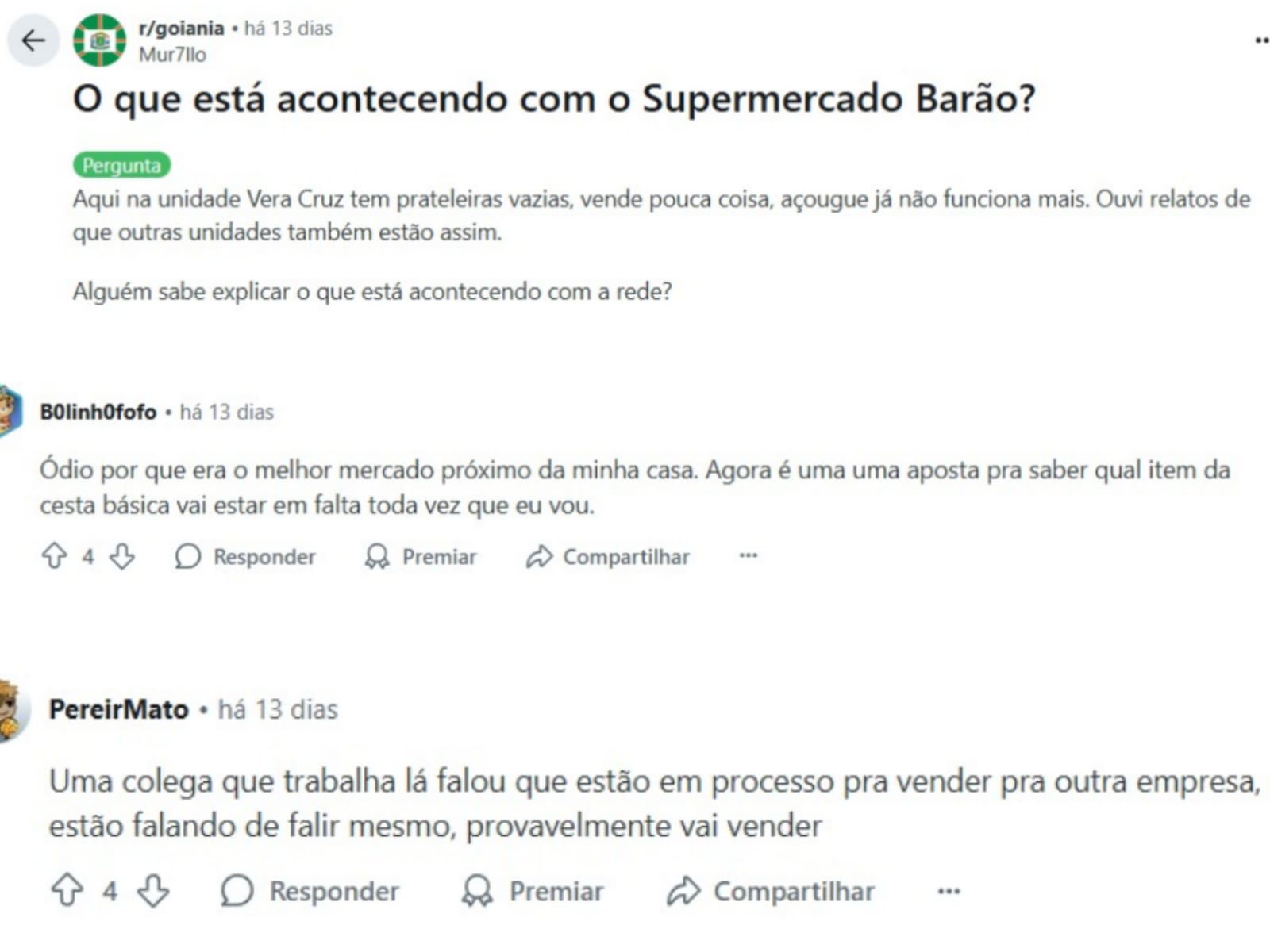 Estado da rede de supermercados virou assunto no Reddit. (Foto: Reprodução)