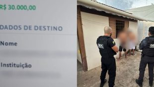 Transferência foi enviada a um dos comparsas, pelo celular do patrão. (Foto: Divulgação/PCGO)