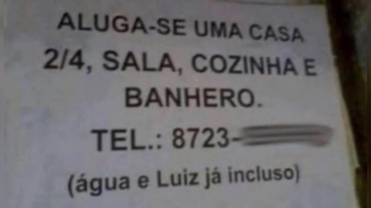 Placa chama atenção com serviço “inusitado” em casa para aluguel