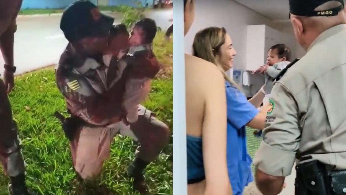 Policiais salvam vida de recém-nascido engasgado durante blitz em Goiânia