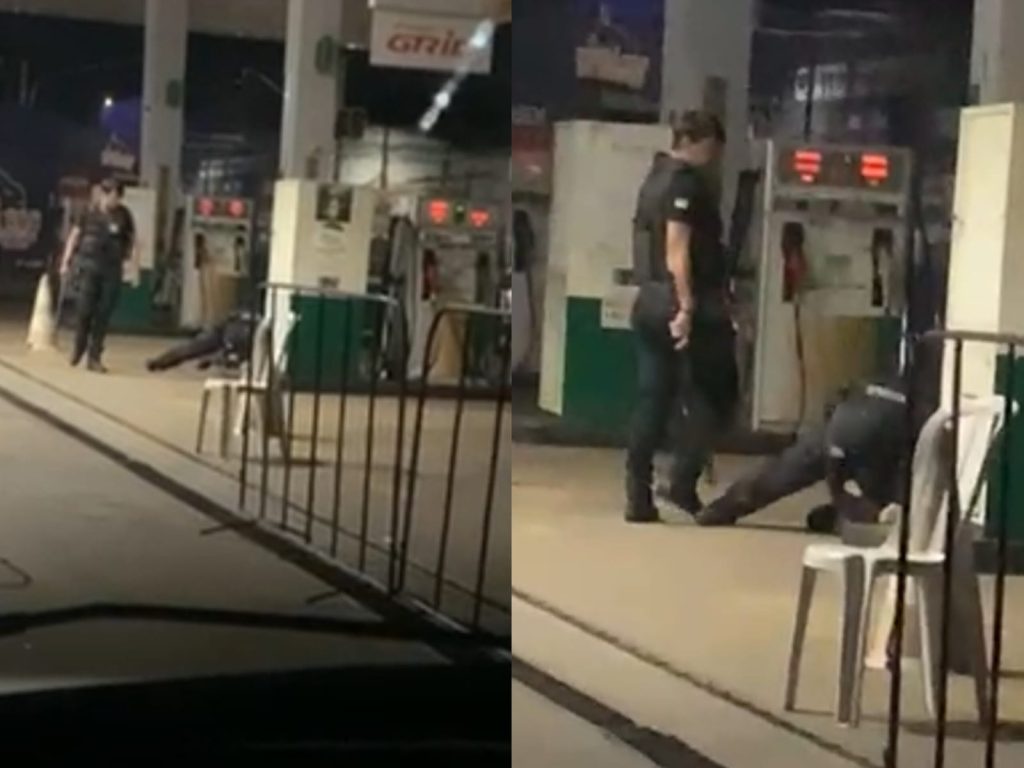 Parte da confusão com o homem e a equipe de segurança foi registrada por clientes. (Foto: reprodução)