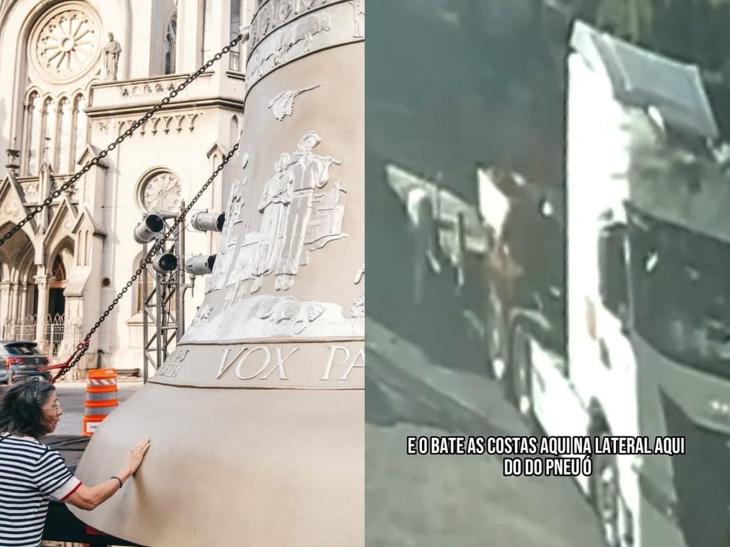 Motorista que levava o sino considerou o episódio como um livramento. (Foto: Divulgação)