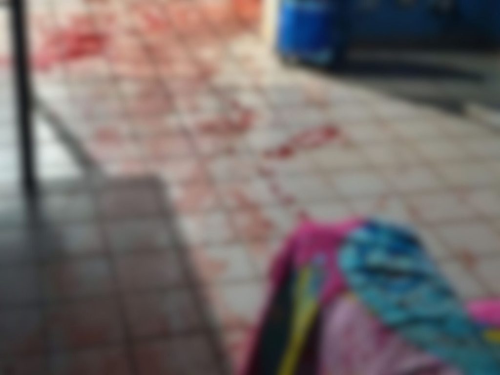 Casa da jovem ficou completamente ensanguentada após ser esfaqueada pelo ex-companheiro. (Foto: Reprodução)