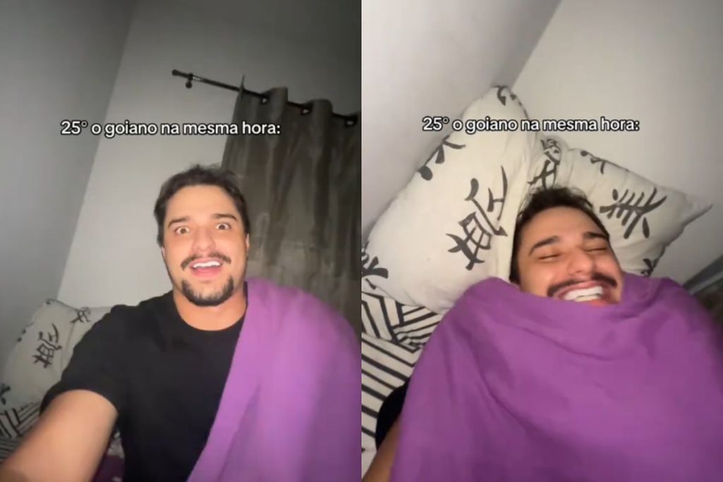 Jovem viraliza ao mostrar reação de goianos com ''friozinho'