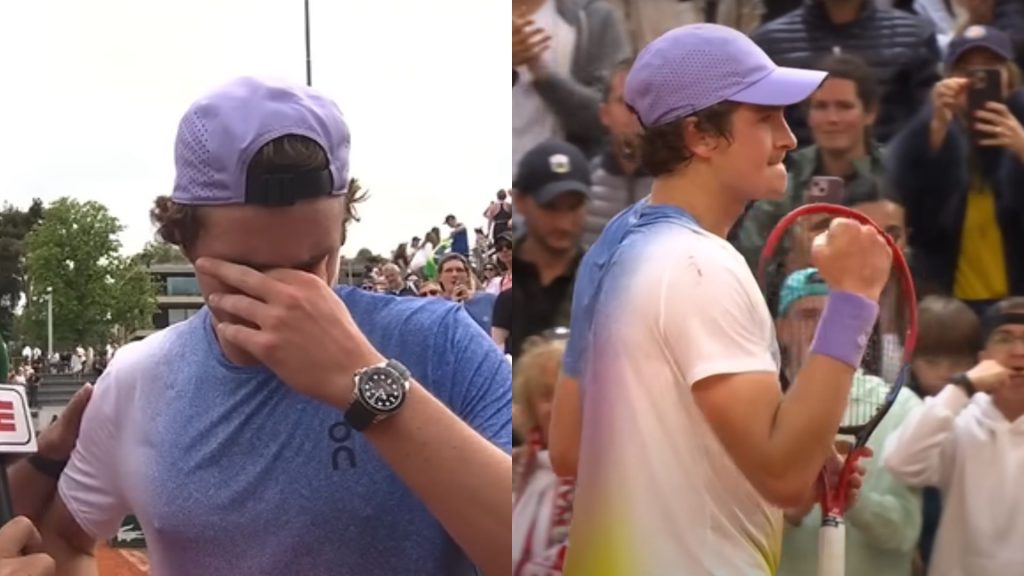 Tenista João Fonseca chorou após avançar à terceira rodada de Roland Garros.