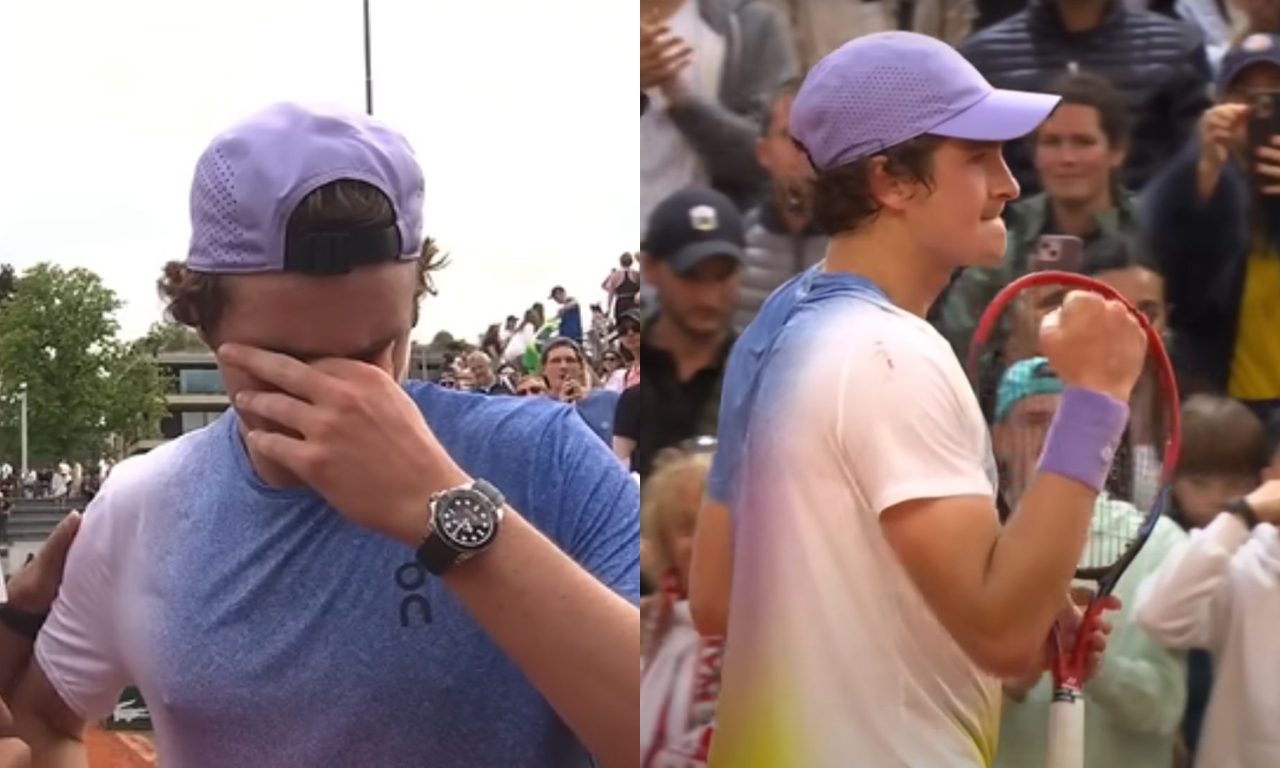 Tenista João Fonseca chorou após avançar à terceira rodada de Roland Garros.