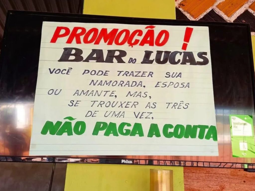 Placa com promoção só para os mais corajosos chama atenção em bar