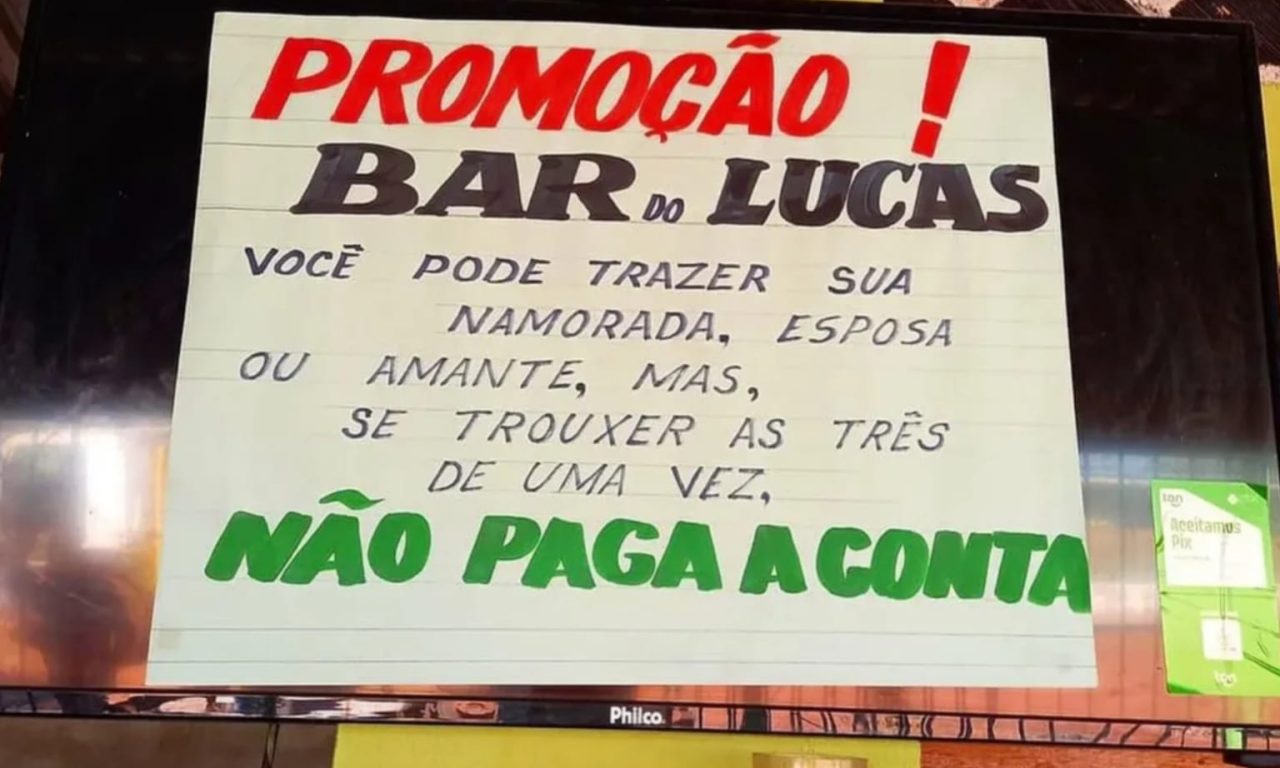 Placa com promoção só para os mais corajosos chama atenção em bar