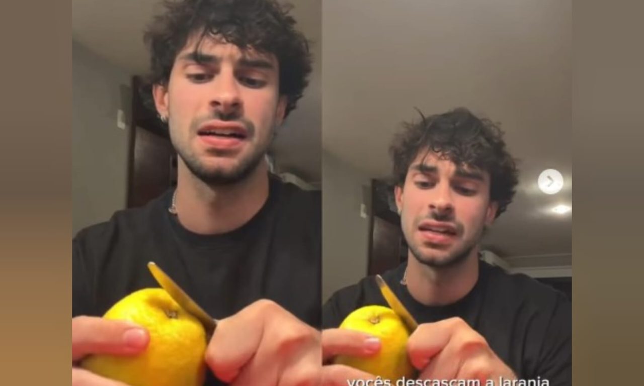 Gringo chama atenção ao ensinar o jeito certo de descascar uma laranja (os brasileiros fazem “errado”)