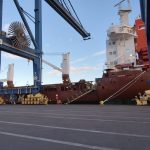 Caça foi transportado de navio. (Foto: Divulgação/FAB)