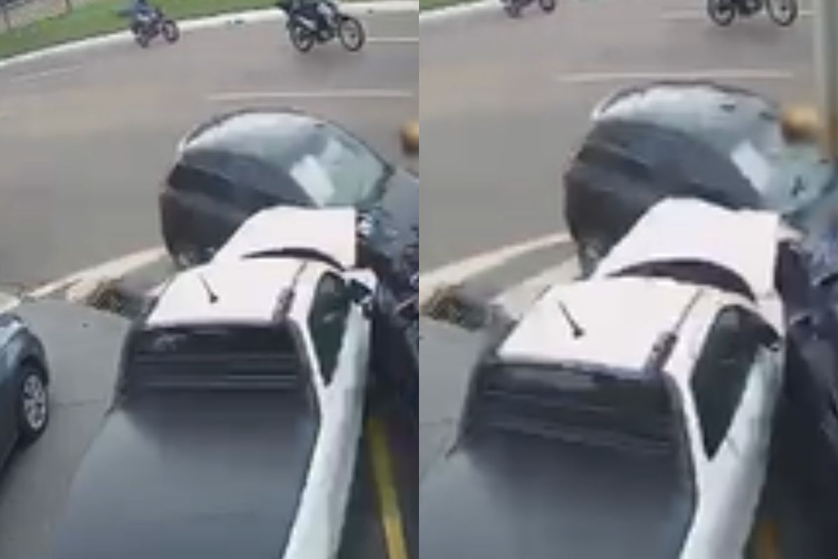 Imagens mostram momento em que Gol sai da pista e bate em veículos estacionados na Avenida Brasil